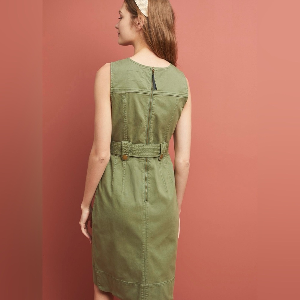 Anthropologie OONA UTILITY DRESS - Sleeveless Green Belted Dress - Picture 2 of 7